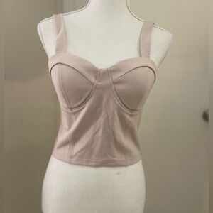 Cream Crop Top with Sweetheart Neckline and Vintage Charm